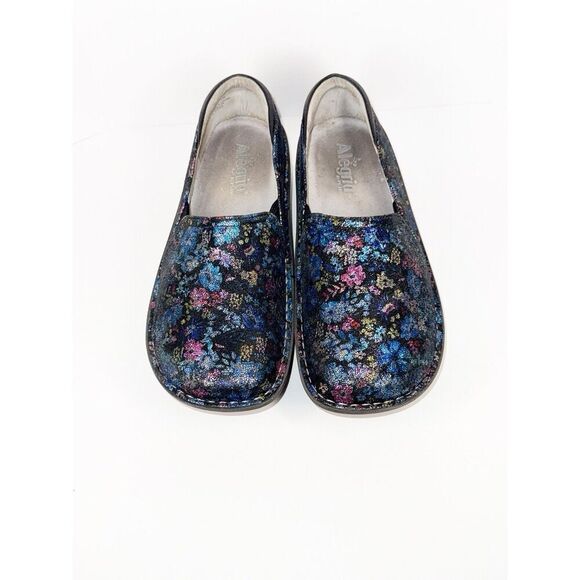 Alegria Shoes Leather SlipOn Loafer Debra Metallic Floral Comfort Nurse 39/9-9.5 - Picture 3 of 16